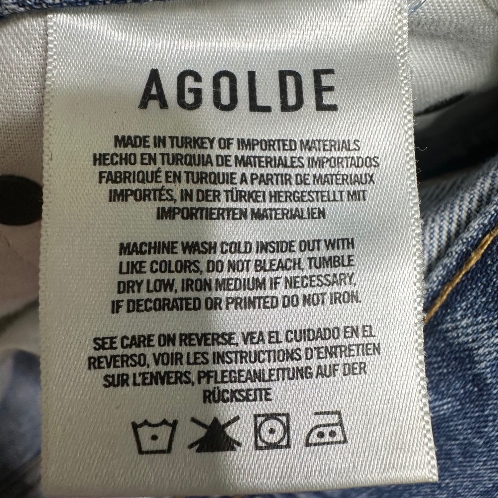 Agolde Riley high rise straight leg crop Jean denim classic distressed size 26 - Picture 11 of 13
